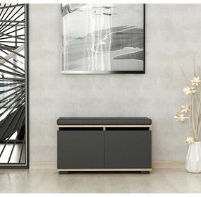 Стелаж за обувки с пейка от орех в черен и естествен цвят Drago - Kalune Design