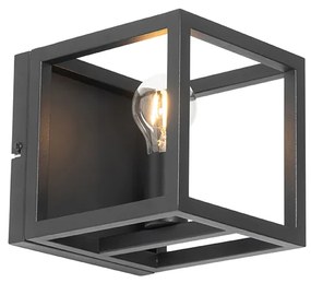 Индустриална стенна лампа черен куб - Cage