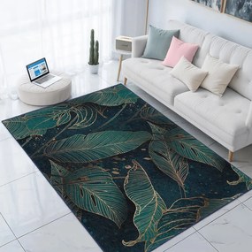 Килим подходящ за пране в петролен цвят 160x230 cm Midnight Jungle – Mila Home