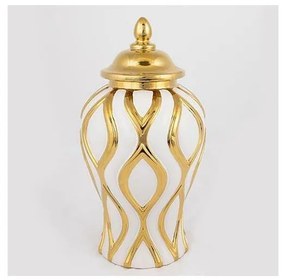 Керамичен буркан 30,6x16,2 см златист/бял