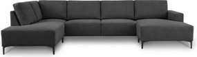 Антрацитен шенилов ъглов диван (ляв ъгъл/U форма) Fabian – Scandic