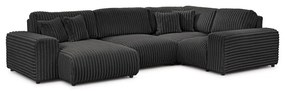Тъмносив ъглов диван от рипсено кадифе (десен ъгъл/U форма) Justin – Ropez
