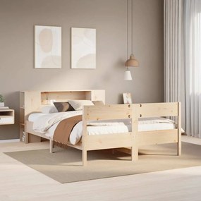 3322951 vidaXL Легло с етажерка за книги, без матрак, 120x200 см, бор масив