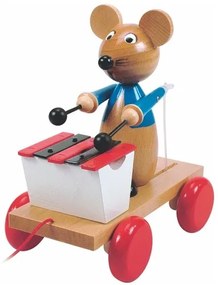 Woody - Играчка за дърпане Мишка с ксилофон