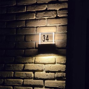 Външна стенна лампа черна с LED за номера на къщи IP54 - Kandi