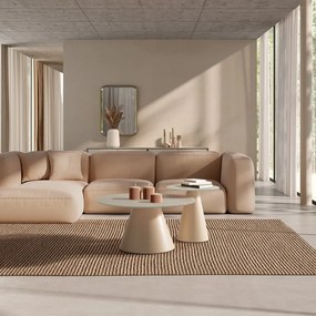 Кремави кръгли масички за кафе в комплект 2 бр. със стъклен плот ø 80 cm Vida – MOME