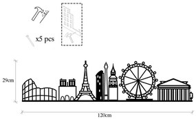 Метална декорация за стена 120x29 cm Cities - Wallity
