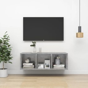 805484 vidaXL ТВ шкаф за стенен монтаж, бетонно сив, 37x37x107 см