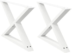 4012713 vidaXL Крака за масичка за кафе, 2 бр., бели, 70 x (42-43,3) см, стомана