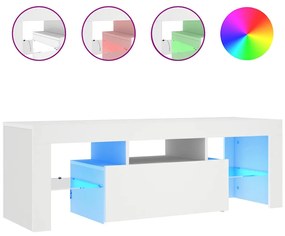 804346 vidaXL ТВ шкаф с LED осветление, бял, 120x35x40 см