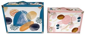 Комплект Декоративни Кутии DKD Home Decor Абстрактен Дървен полиестер (43 x 19 x 34 cm) (2 pcs)