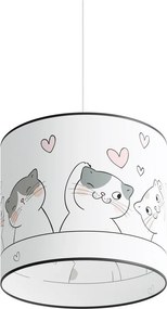 Бял детски полилей с пластмасов абажур ø 30 cm Puss – Sollux