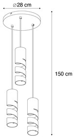 Moderne hanglamp zwart 3-lichts - Stream