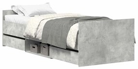 3203799 vidaXL Рамка за легло с горна и долна табла, бетонно сива, 100x200 см