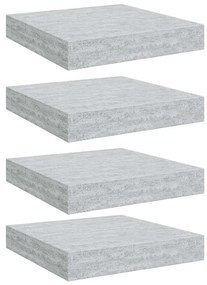 326590 vidaXL Окачени стенни рафтове, 4 бр, бетонно сиви, 23x23,5x3,8 см, МДФ