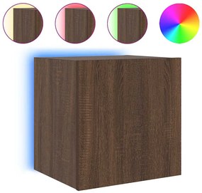 837258 vidaXL Стенен ТВ шкаф с LED осветление, кафяв дъб, 40,5x35x40 см