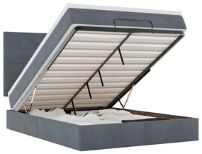 3314319 vidaXL Османска легло с матраци и LED, тъмносиво, 140x190 см, кадифе