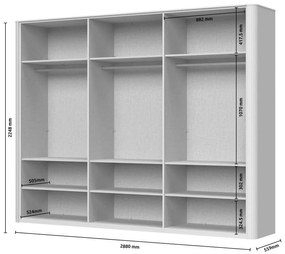 Гардероб Dutchess шесткрил 2 стъкло
