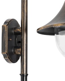 Външна стенна лампа антично злато IP44 с датчик за движение - Daphne