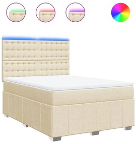 3294038 vidaXL Боксспринг легло с матрак, кремава, 160x200 см, плат