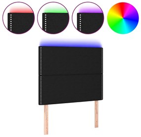 3122268 vidaXL LED горна табла за легло, черна, 90x5x118/128 см, плат