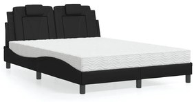 3208789 vidaXL Легло Viana без матрак, черно, 140x190 см изкуствена кожа