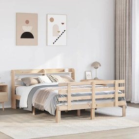 3306843 vidaXL Рамка за легло с табла, 135x190 см, борово дърво масив