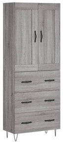 3199783 vidaXL Висок шкаф, сив сонома, 69,5x34x180 см, инженерно дърво