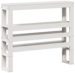 850897 vidaXL Горна табла с рафтове, бяла, 90 см, масивно дърво бор