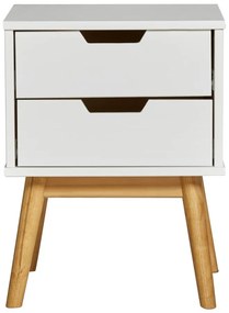 Бяла нощна масичка от масивна борова дървесина Baku - Marckeric