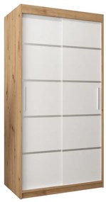 Гардероб с плъзгащи врати VETORA 1 100, 100x200x62, дъб artisan/Бял