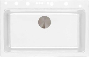 Кухненска мивка 8276 WHITE, Inter Ceramic, гранит, едно корито, със сифон, 76x23х48.5см