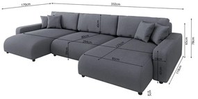 Тъмносив ъглов диван с място за съхранение от рипсено кадифе Sara – Ropez