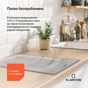 Klarstein Delicatessa Domino Prime, вграден индукционен плот, 2 зони, 3500 W, самостоятелен