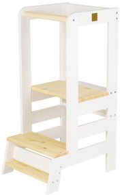 Бяла/естествена учебна кула от масивен бор Montessori – Meowbaby