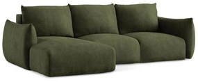 Зелен шенилов сгъваем ъглов диван (ляв ъгъл) Leila – Makamii