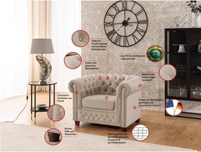 Бежово кадифено кресло честърфийлд York Blik – Ropez