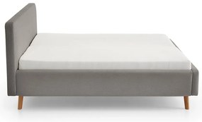 Сиво тапицирано двойно легло с място за съхранение с включена подматрачна рамка 160x200 cm Mattis – Meise Möbel