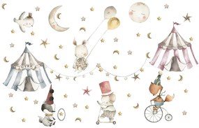 Стикер за стена в детската стая - цирк с животни