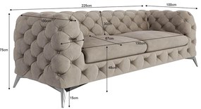 Сиво-бежов кадифен диван 225 cm Chelsea – Ropez