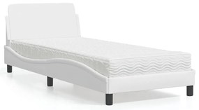 3208298 vidaXL Легло с матрак, бяло, 80x200 см, изкуствена кожа