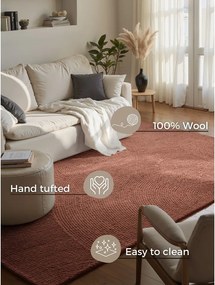 Теракотен ръчно изработен вълнен килим 200x300 cm Calmio – Hanse Home