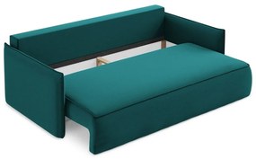 Тюркоазен кадифен разтегателен диван с място за съхранение 225 cm Hula – Makamii