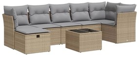 3325315 vidaXL Градински диван с възглавници, 8 части, бежов полиратан