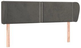 3117053 vidaXL Горна табла за легло с уши, тъмносива, 147x23x78/88 см, кадифе