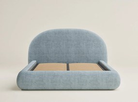 Светлосиньо двойно легло 180x200 cm тапицирано с място за съхранение с включена подматрачна рамка Maumere – Maison de Rêve