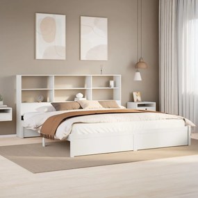 3322402 vidaXL Легло с етажерка за книги, без матрак, 200x200 см, бор масив