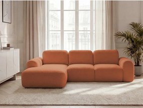 Оранжев сгъваем/с място за съхранение ъглов диван от прежда с примки от букле (ляв ъгъл) Montaigne – Bobochic Paris