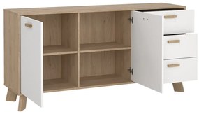 Скрин от дъбов декор в бял и естествен цвят 147x73x39 cm Ikast – Tvilum