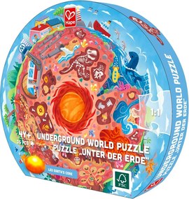 Hape - Образователен пъзел за под, Центърът на Земята, 57.5 см, 36 части